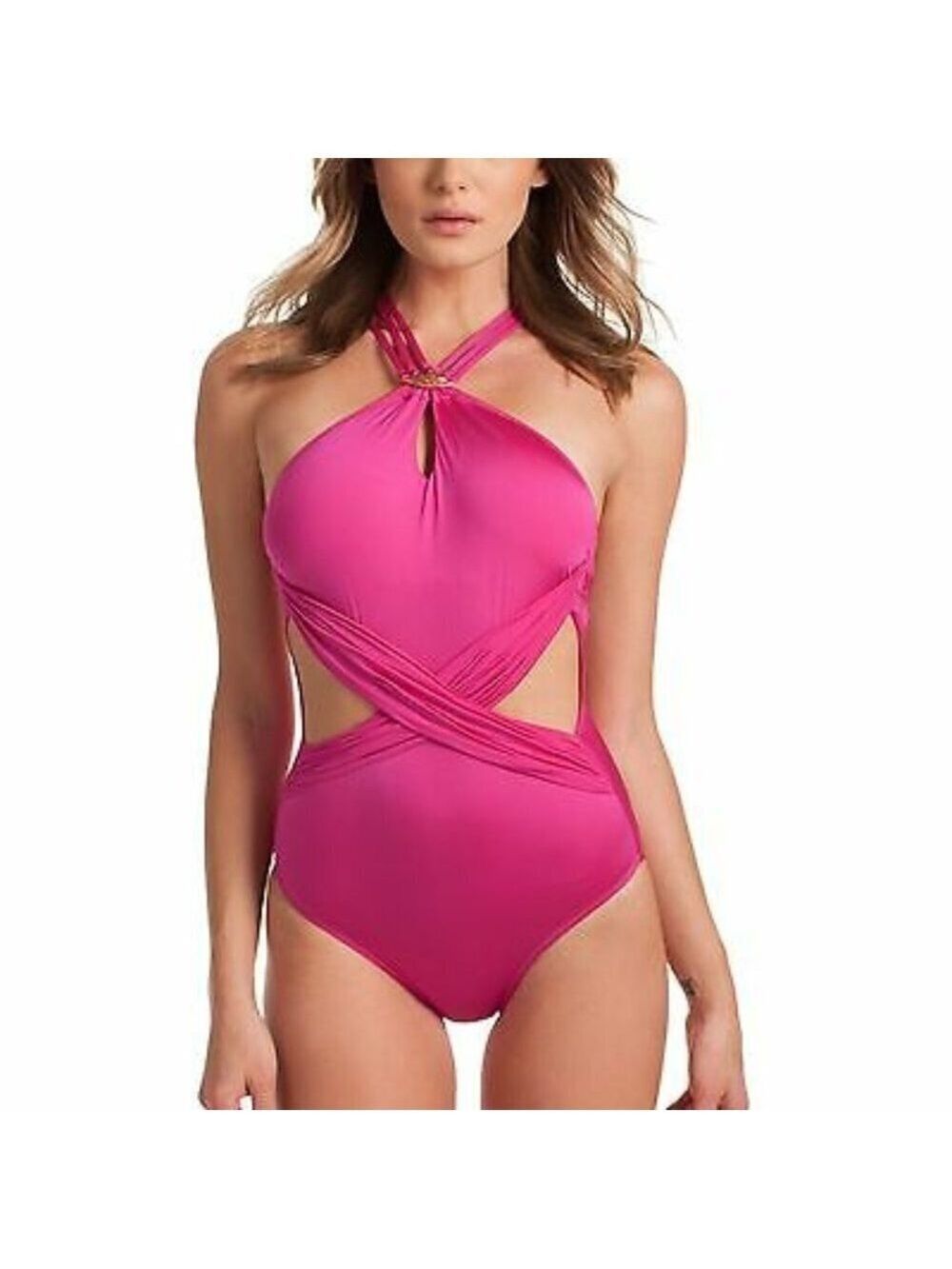 Trina Turk Garden Party One Piece Swimsuit Magenta Size 4